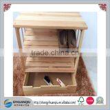 3 Tier Pine Wooden Shoe Rack Storage Shelf With Integrated Bottom Drawer thumbnail-5