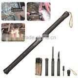 Outdoor multifunction dismountable defend Baton Multi Purpose include knife saw fire sticker tools