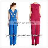 2014 elegant cut back sexy high waist ladies women long wide leg jumpsuits OEM cheap price