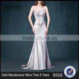 MGOO Cheap Price Wholesale Sliver Simple Evening Dresses Elegant Ladies Dinner Wedding Dress Applique Long Sleeveless 2063 thumbnail-1