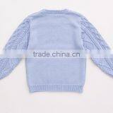 New Design Crew Neck Buttoned Children Cable Knit Sweater thumbnail-3