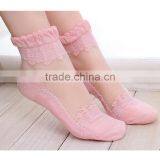 Hot Sales Colorful Ultrathin Transparent Beautiful Crystal Lace Elastic Short Women Socks Calcetines Pink Sock for Womens Meias thumbnail-2