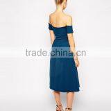 Cheap Chinese Dress Bardot Midi Skater Dress thumbnail-2