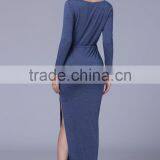 Fashion Split Skirt Hem Long Sleeve Military Wind Knitwear Women Dress 2017 thumbnail-5