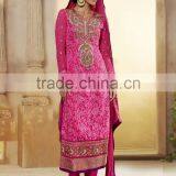 Charming Pink Color on Zari Embroidery Heavy Design All Over Designer Semi Stitch Salwar Kameez thumbnail-1