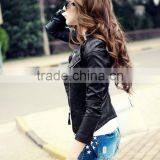 Faux Leather Black Plain Cool Streetwear Custom Varsity Jacket Wholesale thumbnail-3