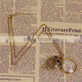 Tone Antique Gold Round Halloween Owl 5X Magnifying Glass Necklace thumbnail-3