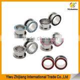 Stainless Steel Multi-Colored Single Row Gem Screwd Flesh Tunnel Ear Tunnels thumbnail-4