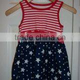 Summer Girl Boutique Patriotic 4th of July Baby Girl Casual Dress Designs With Cheap Price