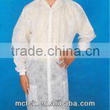 Surgical Disposable White Lab Clothes/work Clothes With Knitted Collar & Cuff & Pockets