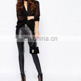 2016 Women Skinny Tight Black Stretch PU Leather Pants thumbnail-5