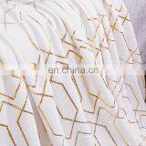 Luxury Soft Hot Gold Stamping Foil Printing Geometric Pattern Flannel Fleece Throw Blanket thumbnail-3