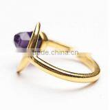 Hot Alloy Adjustable Amethyst Stone Moon Shape Ring for Girl thumbnail-4