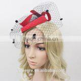 Hot Sale!!!Fashion Ladies Design Veiling And Red Wool Felt Hat thumbnail-3