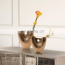 Modern Porcelain Home Decor Luxury Ceramic Gold Vase for Flower Arrangement thumbnail-2