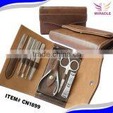 Brown Button Closed High Quality 8pcs Professional Manicure Set