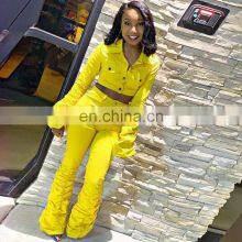 Wholesale Custom Fashion Folding Flared Sleeve Stacking Pants Sportswear Home Wear Casual Jogging Suit Suit thumbnail-3