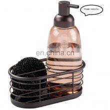 Modern Glass Kitchen Sink Countertop Liquid Hand Soap Dispenser Pump Bottle Caddy With Storage Compartments thumbnail-5