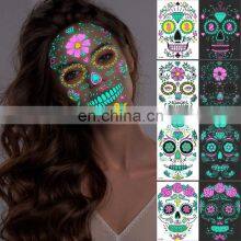 New Products Luminous Halloween Tattoo Face Skeleton For Halloween Decorations Party Carnival Party