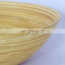 Natural Round Set of 3 Natural Spun Bamboo Salad Bowl, Handmade Serving Bowls With Lacquer Outside Wholesale thumbnail-4