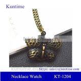 Butterfly Pendant Watches With Bronze Necklace Chain Quartz Movt Pocket Watch thumbnail-1