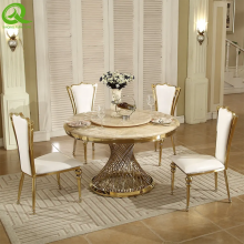 Modern Luxury Home Furniture Stainless Steel Frame Marble Top Dining Table thumbnail-2