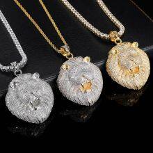 Fashion Animal Lions Men Pendant Necklaces Unisex Hip-hop Copper Cubic Zirconia With Charm Rope Chains thumbnail-2