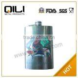 FDA 9oz Russian Antique Hip Flask With Single Water-transfer