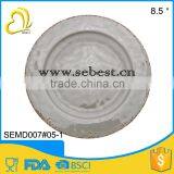 8.5'' high quality rustic printing thick gray round melamine disposable dishes for dinner