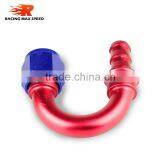 Interchangeable Iso9000 Wholesale Aluminum Oil Cooler Hose Fitting 180 Degree Push On End Blue and Red 10-180-04 thumbnail-4