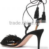 Made in China Footwear High Heel Sandals 2016 Comfortable Suede Fashion Women High Heel Peep Toe Tassel Sandals thumbnail-3