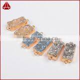 Natural Agate Titanium Druzy Bar Connector Gold Plated thumbnail-4