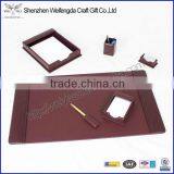 Exquisite Brown 6 Pieces Office Desk Leather Stationery Set