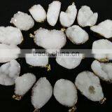 Stunning Gold Electroplated Druzy Pendant High Quality With Gold Plated on Edged, Brazil Druzy Agate Pendants thumbnail-1