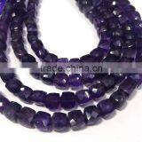 WHOLESALE LOT NATURAL AMETHYST APPROX 7X7-8X8MM BOX FACETED LOOSE BEADS thumbnail-3
