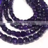 AAA+ GRADE NATURAL AMETHYST APPROX 7X7-8X8MM BOX FACETED LOOSE BEADS