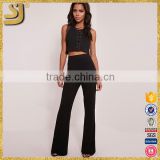 Custom hot sexy slimming women stretch pants, new arrival women black flared trousers