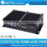 Fanless Industry Computer USB 3.0 Dual Gigabit LAN 4 COM Auto Boot Intel Celeron C1037U 1.8Gh 1G RAM 40G HDD Windows8 Linux