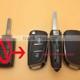 Hot selling products-- Peugeot 2 button modified flip remote key blank with VA2 307 Blade -- With battery place (No Logo)