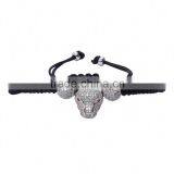 2016 Fashion Shambala Silver Ball Macrame Bracelet Leopard Charm Friendship Woven Bracelets for Men thumbnail-1