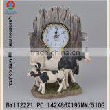 Rustic Farm Polyresin Cow Table Clock