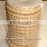Braided ROUND Leather Cords Beige