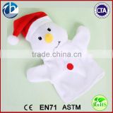 plush material animal Hand puppet,Plush Snow Man Hand Puppet For Christmas ,kids Doll hand puppets