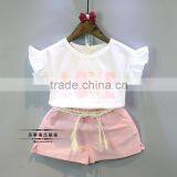 Hot Selling Lovely Printing Letters Comfort Kids Ruffle Clothing Set for Girls thumbnail-1