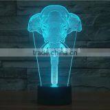 3D Optical Night Light Elephant 7 RGB Light Colors 10 LEDs AA Battery or DC 5V Mixed Lot thumbnail-4