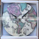 16 Inch High Quality and Big Size Home Decoration MDF Map Wall Clock