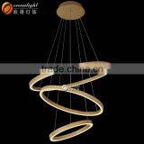 Wooden Finish Modernos Lamp Aluminum High Quality Light Circles Chandelier OM66113W thumbnail-3