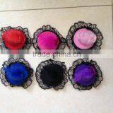 High Quality Colourful Party Feather Mini Top Hat With Black Lace