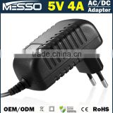 5V 4A Adapter 100V-240V 20W Switching Power Supply with Global Plug