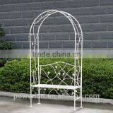 Garden Wrought Iron Pastel Green Garden Arch Outdoor Archway With Bench thumbnail-3